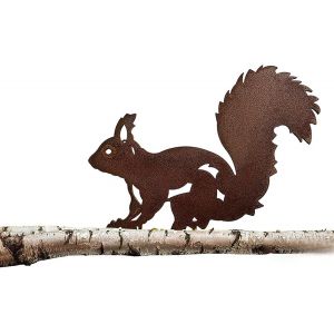 MEVRONISSHOP-cureuil Rouill&eacute; avec Vis, Jardin De Silhouette Animale, Statue de &Eacute;cureuil de Cour, Piquet d'&Eacute;cureuil Patin&eacute;s, Jardin D&eacute;coration Fleur R&eacute;tro pour Jardin Terrasse Balcon - Neuf
