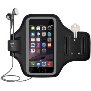 Housse d'entra&icirc;nement iPhone X/XS/11 Pro, bracelet sport avec porte-cl&eacute;s, protection &eacute;cran PVC r&eacute;sistant &agrave; l'eau, sangle ajustable 12,7-15,24 cm, anti-d&eacute;rapant et r&eacute;fl&eacute;chissant - Neuf