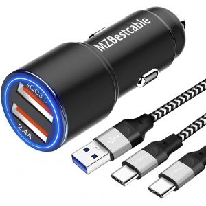 KALANKA-Chargeur Voiture Rapide pour Samsung S20 S21 Plus Ultra FE 5G,A53 A23 A51 A71 A52 A72 A32 A12 A52S,Xiaomi Redmi Note 10 9 11 Pro 8,Mi 11T 12 Lite,30W Allume Cigare Quick Charge 3.0,2M+2M USB - Neuf