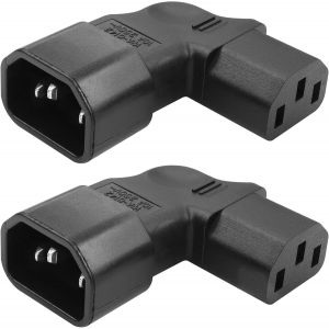 Lot de 2 adaptateurs d'alimentation C14 vers C13 à angle droit IEC320 C14 vers C13 à 90 degrés C14 vers C13 (angle droit) - Neuf