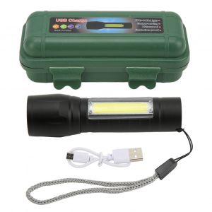 Torche rechargeable USB en alliage d'aluminium avec lanière, lampe de poche Zoom COB à température de couleur 6000K - Neuf