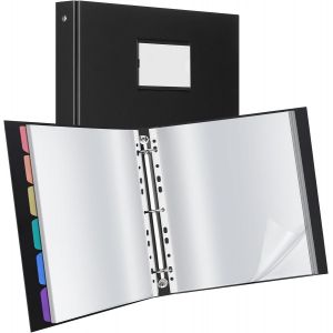 Classeur A4 Anneaux Avec 100 Pochette Plastique Et 6 Feuillets Intercalaires Color&eacute;es, Classeur En Carton Pour Documents, Certificats, Re&ccedil;us, Gris - Neuf