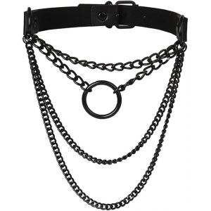 Cauc-Choker Punk Gothique Cuir, Punk Colliers, Charme Collier R&eacute;glable, Ras De Cou &Agrave; Cha&icirc;ne Cercle Collier Rock Femme Homme R&eacute;glable, R&eacute;glable En Couches Choker Bijoux - Neuf