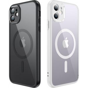 TRAHOO-Magn&eacute;tique Coque pour iPhone 11 Compatible avec MagSafe, [2 Pi&egrave;ces] Protection Antichoc Militaire Etui Anti Rayures Transparente Arri&egrave;re Housse Case pour iPhone 11 (Noir et Blanc) - Neuf