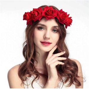 Tweal Rose Fleur Bandeau Couronne,Bandeau Cheveux Femme Mariage,Bandeau Cheveux Fille Pour F&ecirc;te Mariage Voyage - Neuf