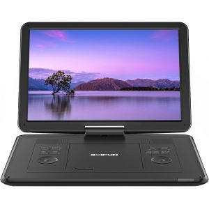 MEVRONISSHOP-Lecteur DVD Portable 17,5"" avec Grand &eacute;cran HD 15,6"", Batterie Rechargeable 6 Heures, Prise en Charge USB/Carte SD/synchronisation TV et Plusieurs formats de Disque, Haut-Parleur &agrave; Volum - Neuf