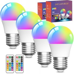 Kalanka-3w Ampoule Couleur Led,G45 E27 Ampoules Led Edison Multicolores &iquest;&iquest; Intensit&iquest;&iquest; Variable Avec T&iquest;&iquest;L&iquest;&iquest;Commande,Rgb+Blanc Chaud,Id&iquest;&iquest;Ales Pour L'&iquest;&iquest;Clairage Quotidien Et D'ambiance(Lot De 4) - Neuf