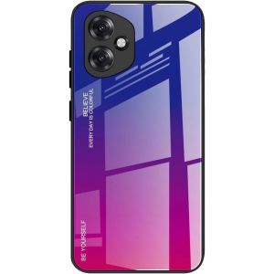 Kal-Coque Pour Honor 400 5g, Etui Dégradé De Couleur Verre Trempé Back Coque + Souple Silicone Tpu Case Cover Protection Antichoc Housse (Bleu/Rouge) - Neuf