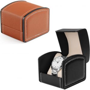 Kal-2 Pièces Boîte À Montres, Boite A Montre Homme, Étui Pour Montres Célibataire En Cuir Pu Avec Coussin Amovible Portable Coffret À Montres Boite Cadeau Montre Cas Voyage Pour La Montres - Neuf