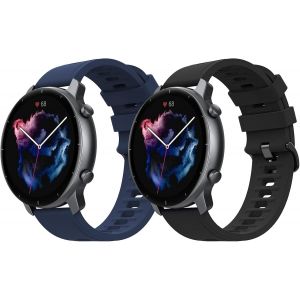 Letnerny-2 Pack Bracelets De Montre Compatible Avec Amazfit Bip 5/Balance/Gtr 4/Gtr 3 Pro/Gtr 3/Gtr 2/Gtr 2e/Gtr 47mm/Stratos 3/Stratos 2, 22mm Bracelet De Remplacement En Silicone Souple - Neuf