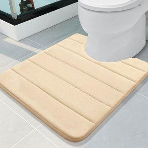 Tapis de bain en mousse &agrave; m&eacute;moire de forme-Support antid&eacute;rapant-Doux-Absorbant l'eau-Pour WC et salle de bain,Mousse &agrave; m&eacute;moire de forme,beige,50 x 60 cm - Neuf