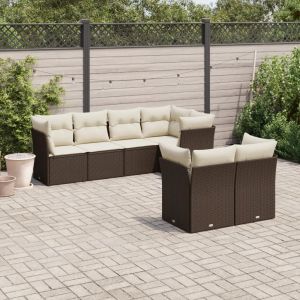 Prolenta Premium - Salon De Jardin Avec Coussins 7 Pcs Marron R&eacute;sine Tress&eacute;e - Neuf