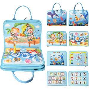 Busy Montessori Board,Activity Board for Children,Montessori Book,Educational Toys with Fishing Games,Gift for Girl Boy 2,3,4,5 Years (Sea World) - Neuf