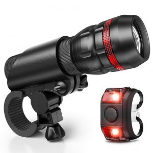 Ensemble De Feux Arriere De Velo Avec Lampe Torche Zoomable Et Eclairage De Velo A Piles - Neuf