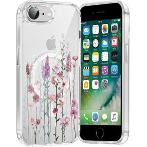 Kal-Coque Magnétique Pour Iphone 8/7/Se 2020/Se 2022 4,7"", Compatible Avec Magsafe, Transparente Fille Etui Avec Aesthetic Motif Fleur Dessin, Souple Silicone Mince Tpu Case Antichoc Housse, 03 - Neuf