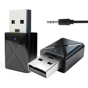 Usb Adaptateur Bluetooth Clé Pour Pc Transmetteur, Bt5.0 Dongle Pour Tv Connexion Jack 3.5mm Pour Voiture/Système Audio - Neuf