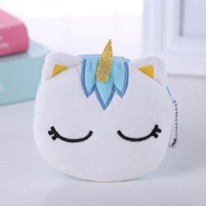 QCYL-Porte-monnaie en peluche mignon panda animal porte-monnaie fermeture éclair porte-monnaie USB filaire casque mini sac clé sac cadeau d'anniversaire pour enfants,Blue C - Neuf
