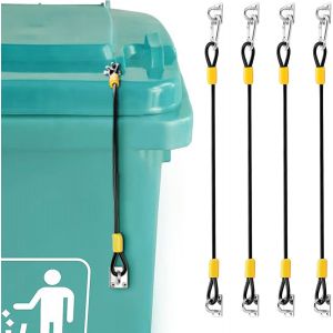 Lot De 4 Verrous Universels Pour Couvercle De Poubelle &iquest; Kit De Serrures En M&eacute;tal Avec Rev&ecirc;tement En Caoutchouc Tress&eacute; Pour Poubelles Contre Les Animaux Fouillant, Vent Et D&eacute;versement - Neuf