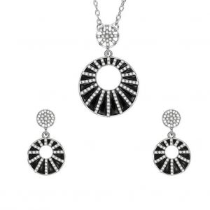Mode Femme Hollow Round Circle Alloy Zircon Collier Et Boucle D'oreille Ensemble De Bijoux De F&ecirc;te - Neuf
