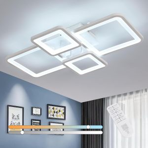 Ulteronixshop-Plafonnier Led Moderne, 54w Lampe De Plafond Led Dimmable Avec T&eacute;l&eacute;commande/App, 3000k-6500k, Carr&eacute; Luminaire Plafonnier Pour Salon, Chambre, Salle &Agrave; Manger (Blanc, 62cm) - Neuf