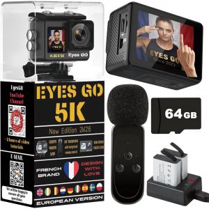 Subzonal-5k Cam&eacute;ra Sport 5k30fps 4k60fps 120fps Marque Fran&ccedil;aise 31 Accessoires Photo 50mp 2 Ecrans Tactile Vlog T&eacute;l&eacute;commande Micro 360&deg; Stabilisateur E.I.S 2.0 &Eacute;tanche 30m Carte Sdxc 64go 2x1350mah - Neuf