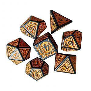 Jeu De Dés Polyédriques 7 Pièces, Jeu D'action Et D'adresse, Jeu Portable, Doré-Orange - Neuf