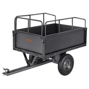 MEVRONISSHOP-Remorque &agrave; Benne Basculante, 481 L, Remorque de Tracteur Tondeuse &agrave; Gazon de Jardin en Acier, Capacit&eacute; de Charge 272 kg, avec Pneus 40,64 cm, Chariot de Transport &agrave; D&eacute;versement, pour VTT - Neuf
