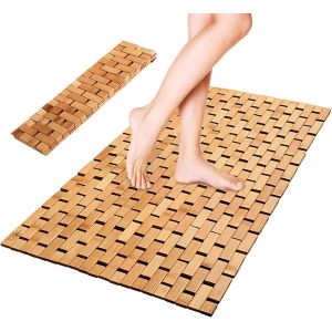 Tapis De Douche En Bambou 40x60 Cm, Tapis Antidérapant Pour Salle De Bain, Résistant À La Moisissure Et Facile À Nettoyer, Tapis En Bois Pour Baignoire, Douche[Rac62410898] - Neuf
