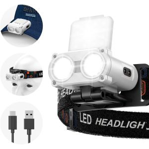 Lampe Frontale Rechargeable, Clip De Chapeau De T&ecirc;te Led Lumi&egrave;re Frontale De Poche Portable 5 Type De Lumi&egrave;re Blanche & Rouge Dimmable Jogging, Led-Lamp-Frontale-Clip-Chapeau - Neuf