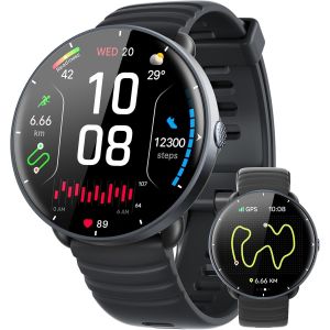 Montre Connect&eacute;e Avec Gps Int&eacute;gr&eacute;, 5Atm &Eacute;tanche Smartwatch Natation Pour Piscine/Eau Libre, Montre Connect&eacute; Avec Amoled &Eacute;cran, 100+ Sports,Fr&eacute;quence Cardiaque,Sommeil (Noir, 42 Mm) - Neuf