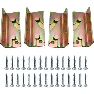 Lot de 4 Support de Rail de Lit, Connecteur de Fixation de Charni&egrave;re de Lit avec 30 Vis pour Suspendre Barri&egrave;re de Lit Cadre de Lit Meubles D'angle de Lit - Neuf