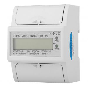Compteur electrique numerique 220 V monophase 2 fils 4 poles DIN-Rail (20 (80) A) - Neuf