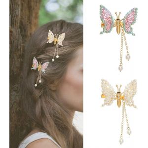 Shiliu-Lot De 2 Lot De 2 Pinces À Cheveux En Strass Barrettes À Cheveux À Papillon Dynamique Barrettes À Cheveux Papillon Pour Femm[ - Neuf