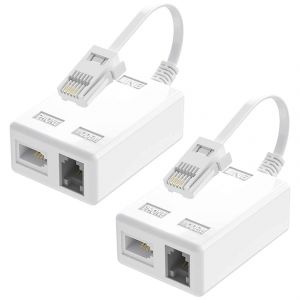 Lot de 2 repartiteurs microfiltres Internet haut debit BT Plug vers ADSL RJ11, BT male vers BT et RJ11 femelle pour - Neuf