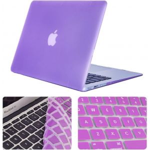 Coque Solide Pour Macbook 33,02 Cm/ 38,1 Cm Au Toucher Doux Satiné Avec Protège-Clavier En Silicone Macbook Air 13""(Models: A1369, A1466) Violet Clair - Neuf