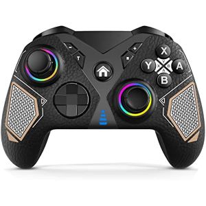 Manette Sans Fil Switch Pro avec Éclairage RVB 4 Touches Programmables Turbo Vibration Réveil Compatible Switch Lite/Switch OLED - Neuf