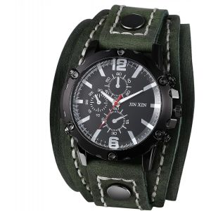 Montre Homme Bracelet Cuir: Montre Homme Gros Cadran Rond Steampunk Et Rock Analogique Quartz Montre &Agrave; Aiguilles Avec Large Bracelet Cuir-Cadeau Homme Anniversaire F&ecirc;tes Des P&egrave;res.[J461] - Neuf