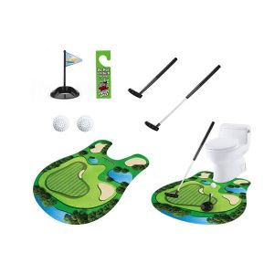 Jeu De Golf Pour Toilettes Avec Tapis, Putter, 2 Balles, Trou Et Accroche-Porte - Neuf