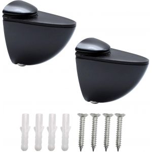 Support d'&eacute;tag&egrave;re en verre en alliage de zinc noir mat - 2 pinces &agrave; m&acirc;choires de poisson - Neuf