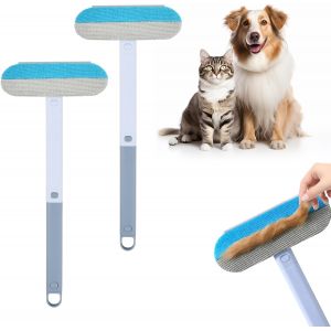 Kalanka-2 Pi&egrave;ces Brosses Anti Poils Animaux 4 En 1, Brosse R&eacute;utilisable Avec Long Manche Pour Chien Et Chat, Outil De Nettoyage Pour Canap&eacute;, Tapis, V&ecirc;tements, Literie, Voiture, Vitres - Neuf