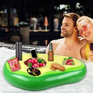 Porte-Gobelet Gonflable Pour Piscine, Porte-Gobelet Gonflable Avec 8 Trous, Bar Flottant Avec Pompe À Air, Plateau De Bar Flottant Gonflable Pour Piscine Et Plage - Neuf