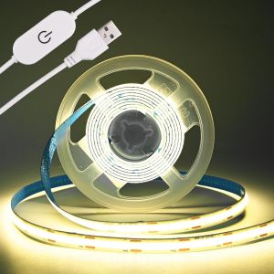 Bande Lumineuse Led Cob 5 V-Bande Usb-320 Led/M-Intensité Variable-Rétroéclairage Tv Usb-Ruban Flexible Sous Meuble-Pour Chambre À Coucher (Blanc Naturel 4000 K,2 M) - Neuf