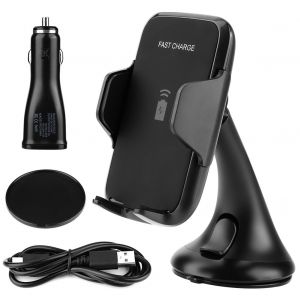 Support De Chargeur Sans Fil Pour Voiture, Charge Rapide Pour Telephone Portable, Noir - Neuf
