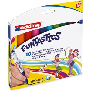 Kalop-14 Funtastics-Crayons De Couleur Pour Enfants-Lot De 10-Plume Ronde 3 Mm-Pour Colorier Sur Papier Et Carton De Couleur Claire-Lavable Sur La Peau Et Les Textiles - Neuf