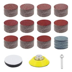 120 Pièces Disque De Ponçage 50mm Disque Abrasif 2 Pouces Kit De Ponçage Bois Papier À Poncer 60 80 120 180 240 320 400 600 800 1000 2000 3000 Grain Avec Tampon En Mousse Souple Et Tige De 1/4 - Neuf