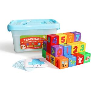 Blocs de Construction en Plastique Cube à empiler,3CM Grands Blocs avec Motifs colorés,Jouet éducatif pour Les Enfants d'âge préscolaire,Exercices de développement de la motricité Fine(30cubes) - Neuf