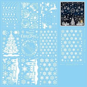 No&euml;l Autocollants Pour Fen&ecirc;tres Blanc - D&eacute;coration De No&euml;l Statique De La Fen&ecirc;tre Autocollant R&eacute;utilisable De No&euml;l De La Fen&ecirc;tre Autocollant Double Face De No&euml;l Autocollants Pour Fen&ecirc;tres - Neuf
