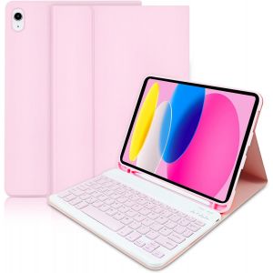 Coque Clavier pour iPad 10eme Generation 10.9" 2022/ (A16) 11eme Generation 11'' 2025Coque Clavier Amovible sans Fil pour iPad 2022 10e génération/2025 11e génération Rose - Neuf