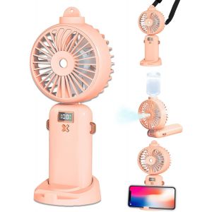 Mini Ventilateur, 5000mAh Ventilateur Portable Rechargeable USB, 5 Vitesses R&iquest;&iquest;glables, Ventilo Portable de Brumisation, Petit Ventilateur f&iquest;&sup1;r B&iquest;&sup1;ro, Einkaufen, Reisen (rose) - Neuf
