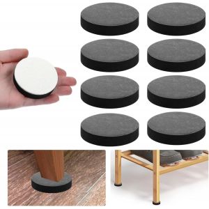 MEVRONISSHOP-Lot de 8 rehausseurs autocollants pour meubles, antid&eacute;rapants, ronds, pour table, lit, canap&eacute;, chaise, ajoute de la hauteur, robustes, tapis de sol en feutre de protection (Noir) - Neuf